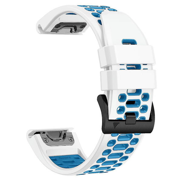 For Garmin Fenix 7/ 7 Pro Silikonurrem 22mm Dual Color med 3 rader hull White Blue