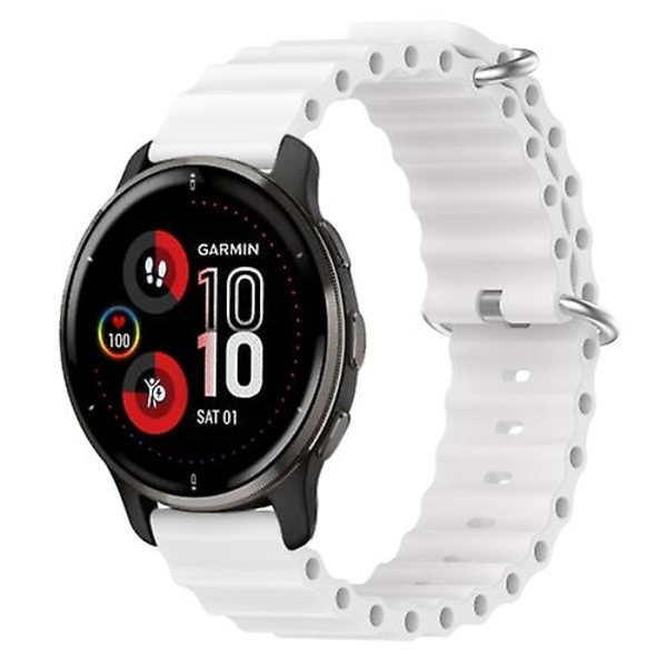 Til Garmin Venu 2 Plus 20 mm Ocean Style Silikone ensfarvet urbånd White