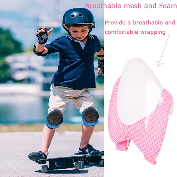 6 stk Skateboard Beskyttelsesudstyr Sæt Med Håndledsbeskytter, Knæpuder, Albue