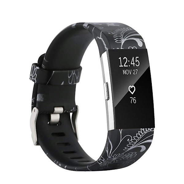 Håndleddsstropp for fitbit charge 2 smart watch tilbehør for fitbit charge 2 smart håndleddsstropp erstatning s Black flower L