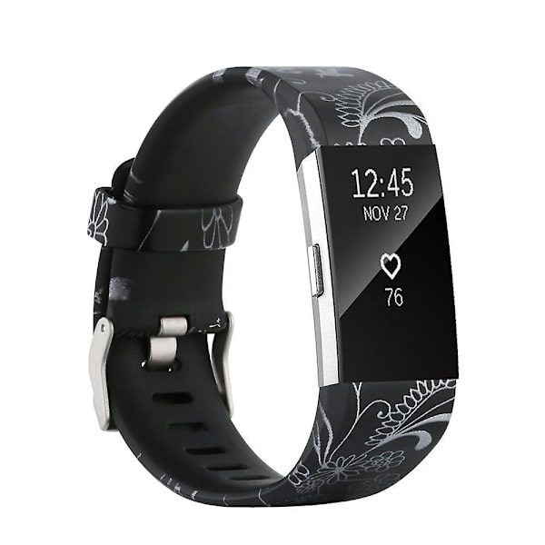 Handledsrem för fitbit charge 2 smart watch tillbehör för fitbit charge 2 smart handledsrem ersättning s Black flower L