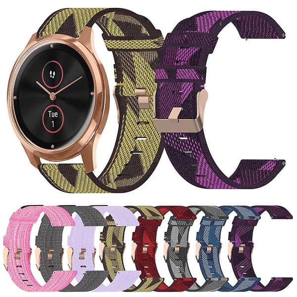 Til Garmin Vivomove Luxe 20 mm nylonvævet urrem Blue