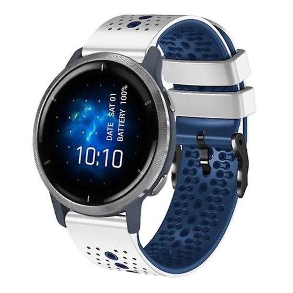 För Garmin Venu 2 22mm perforerat tvåfärgat watch White-Blue