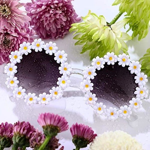 Retro Daisy Solbriller For Kvinner Blomst Rund Mote Disco Festival Solbriller-26 style 1