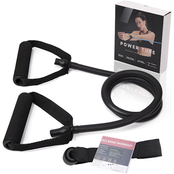 Med handtag för träning för kvinnor och män, träna med dörrfäste, stretch för hemträning, enkel guide ingår Extra tung - svart - 50 lbs