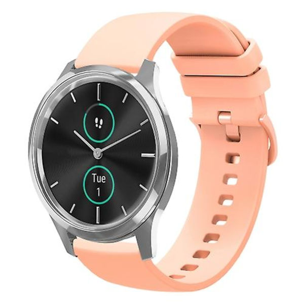 För Garmin Vivomove Luxe 20 mm Solid Color Soft Silikon Watch Band Pink