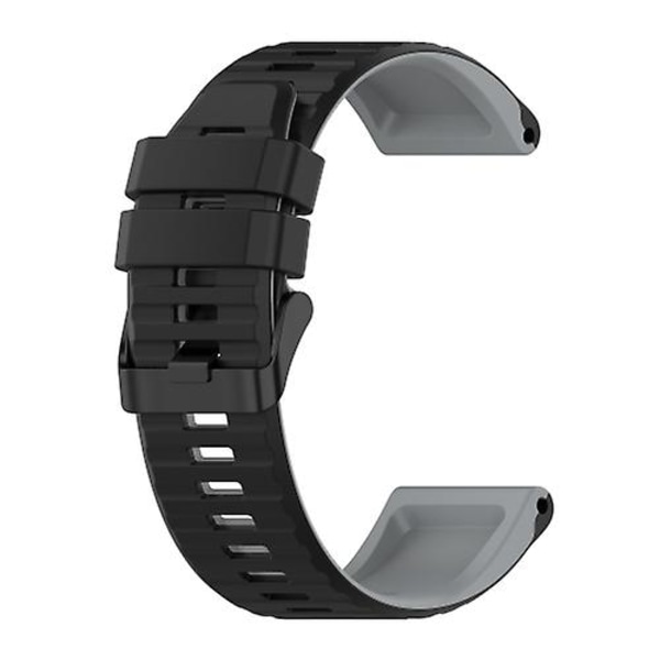 För Garmin Fenix ​​6 22mm Silicone Mixing Color Watch Band Black-grey
