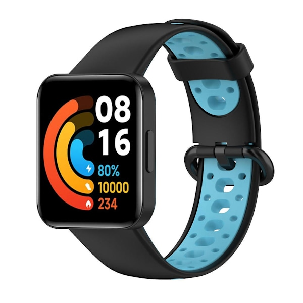To-farvet silikonearmbånd til Xiaomi Redmi Watch 2 Lite Black Blue