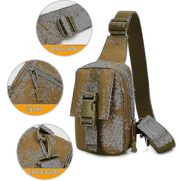 Taktisk brystveske Militær Trekking Pakke Edc Sportsveske Skulderpose Crossbody Pakke Angrepspose For Fotturer Sykling Campinga SHznv Camo 1