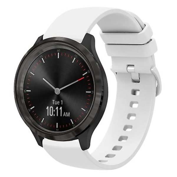 Til Garminmove 3 20 mm ensfarvet blød silikone urrem White