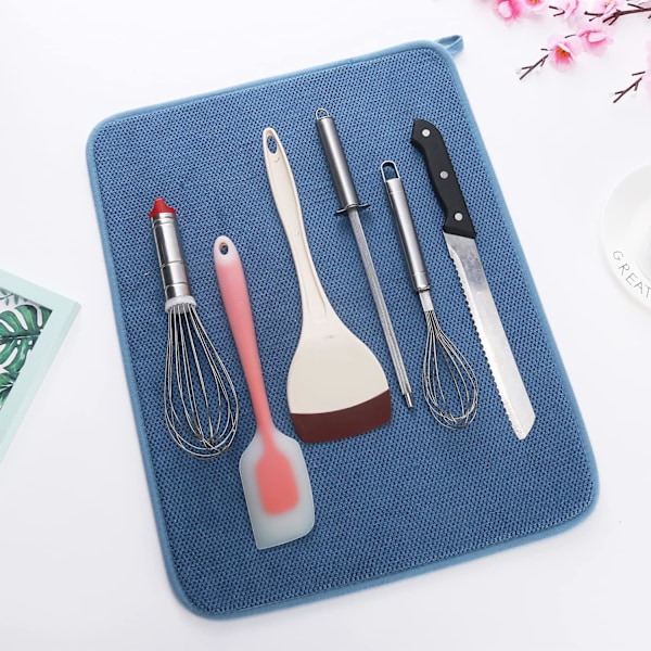 2-pakning mikrofiber oppvaskmatte grey blue