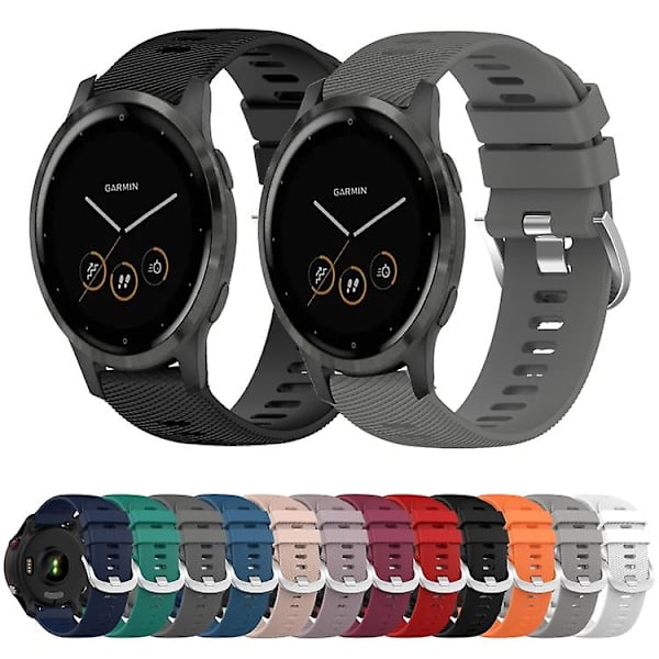 Til Garmin Vivoactive 4s 18 mm ensfarvet silikoneurrem Red