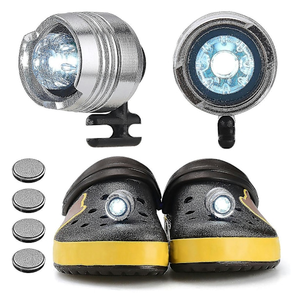 2 st Clog-skor Lätta strålkastare för Croc Led Bärbar Camping Vandring Ipx5 Vattenresistent Clogs Tillbehör Silver