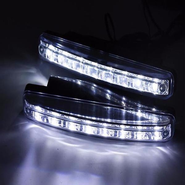 2st Universal 8led Dagskörning Körljus Drl Bil Dimlampa Vattentät Vit Billjus DC 12v, kall Vit