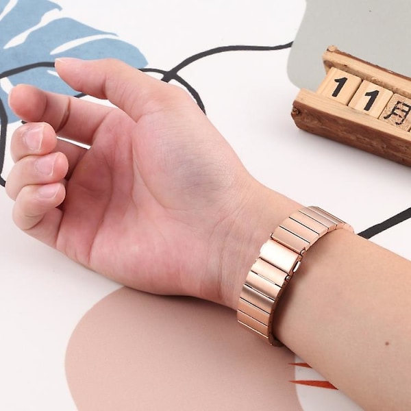 Til Fitbit Charge 5 urrem i stål med én perle Rose Gold