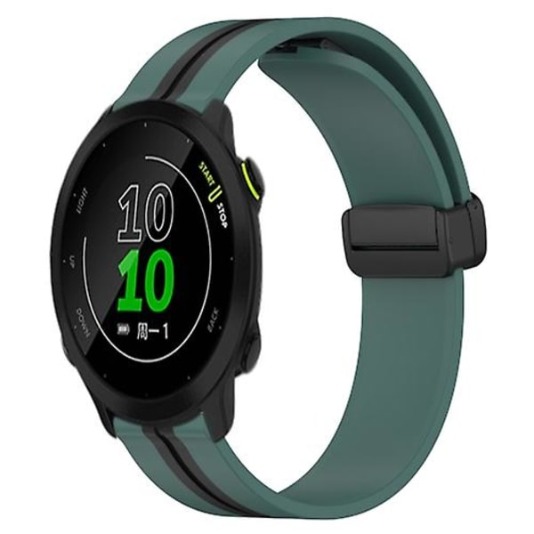 För Garmin Forerunner 158 20mm vikbart magnetlås i silikon watch Olive Green - Black