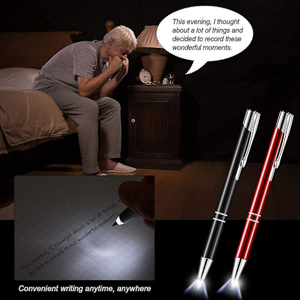 4 delar Luminous Tip Pen Kulspetspenna Med Led Ljus Penna Med LED Ficklampa