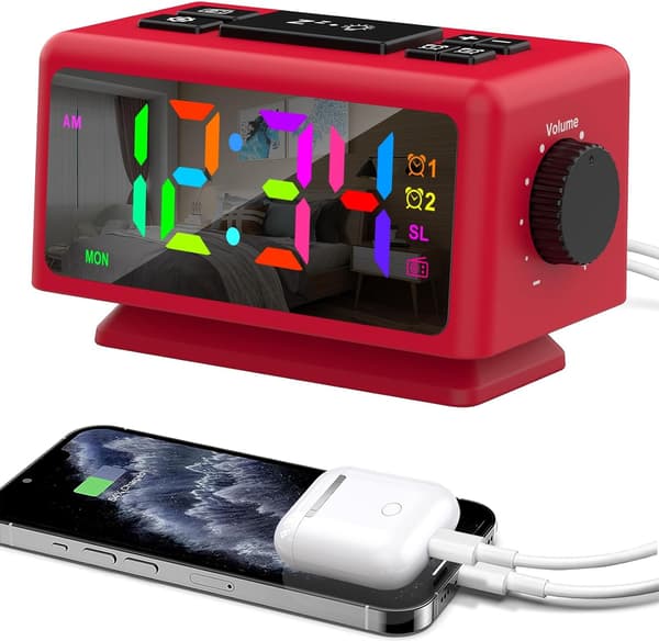 Väckarklocka Digital Väckarklocka RGB-Display FM-Radio Väckarklocka