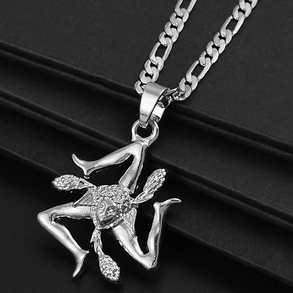 Anniyo Sicilien Italien By Flag Vedhæng Halskæder Mænd Kvinder Guld Farve Italiensk Sicilien Smykker #237106p Silver Color 45cm Thin Chain