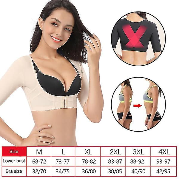 Kvinner Overarm Shaper Compression Posture Shaper Topper Vekttap Shapewear Body Shaper Black M