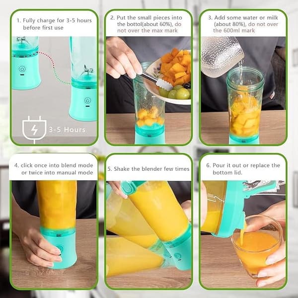 Bärbar mixer för shakes och smoothies med resekopp blå