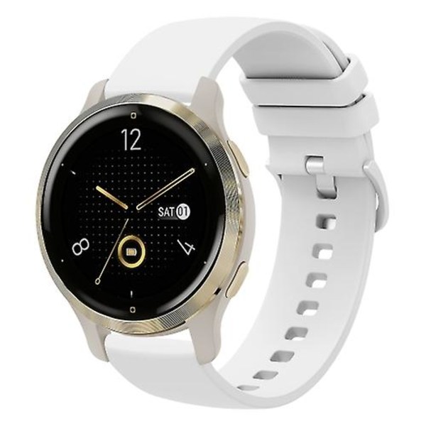 Til Garmin Venu 2s 18 mm ensfarvet blød silikone urrem White