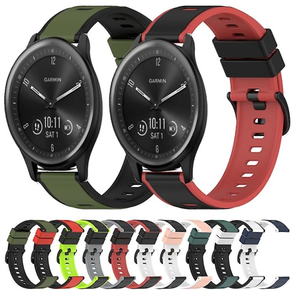 For Garmin Vivomove Sport 20 mm tofarget silikonklokkerem Black-Red