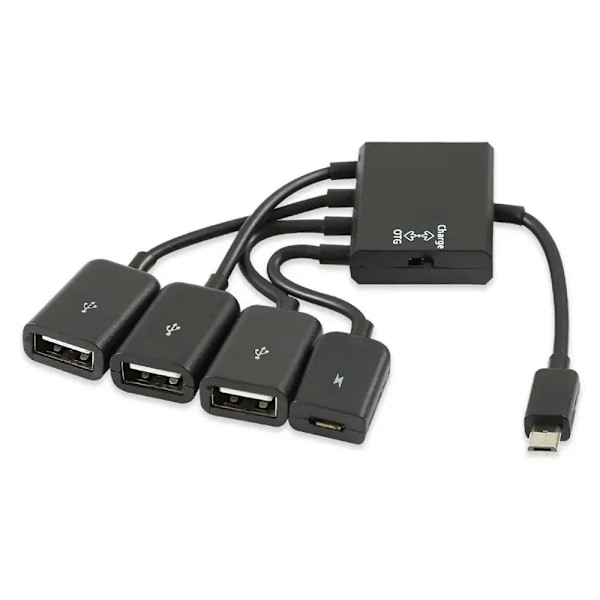 Feylan 3 i 1 Micro USB typ C-hubb hane till hona dubbel USB 2.0 värd OTG-adapterkabel för smartphone-datorplatta 3 portar Micro-3 USB 1 Micro
