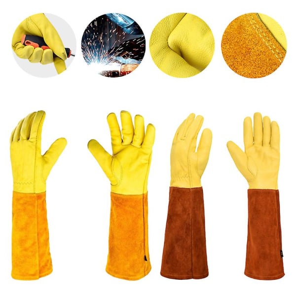 Trädgårdshandskar Kaktushandskar Törnsäkra plantering Skyddshandskar Långärmade Trädgårdshandskar Trädgårdsmästarpresenter Brown yellow XL