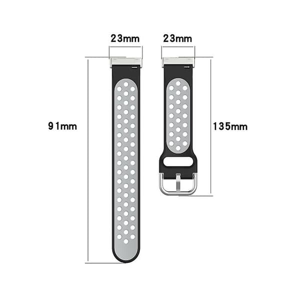 För Fitbit Sense 2 Tvåfärgad perforerad klockarm i silikon som watch White-Black