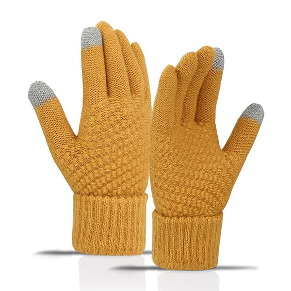 Vinter Varme Touchscreen Handsker Kvinder Mænd Mode Strikkede Handsker, gul