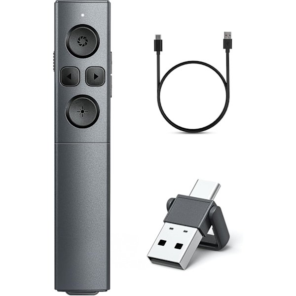 Esittelijä 2-in-1 USB Type C -esitysklikkeri, ladattava langaton esittelijän kaukosäädin
