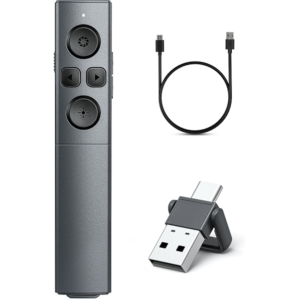 Presenter 2-i-1 USB Type C Presentationsklicker, Trådlös Presenterfjärrkontroll