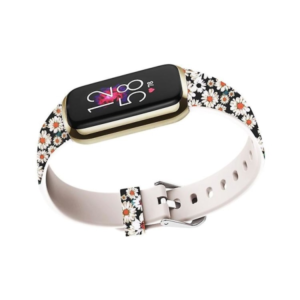 Til Fitbit Luxe Special Edition-tryk af silikoneurrem Daisy