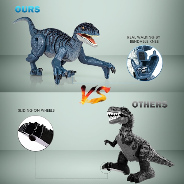 Fjärrkontroll dinosaurie leksaker 2.4G robot dinosaurie leksaker elektronisk dinosaurie promenader rytande mörkblå