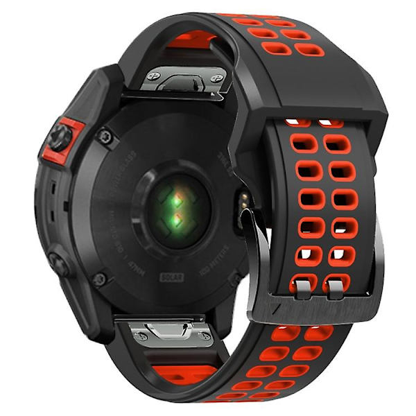 För Garmin Fenix ​​7 26mm Dual Row Holes Tvåfärgad watch Black Red