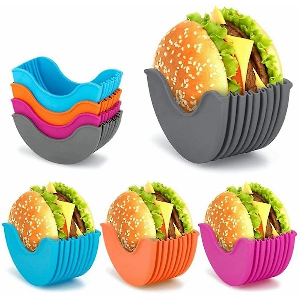 4 stk. Hamburger Buns Fast Box Burger Holder Sandwich Holder Genanvendelig Red 4pcs