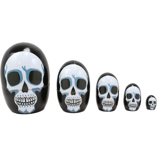 Ebros 5-delt sæt Fantasy Underworld Nesting Dolls Matroyshka Babushka Træfigurer 9,5 cm høje Ossuary Macabre Accent Statuer (Day of Day of