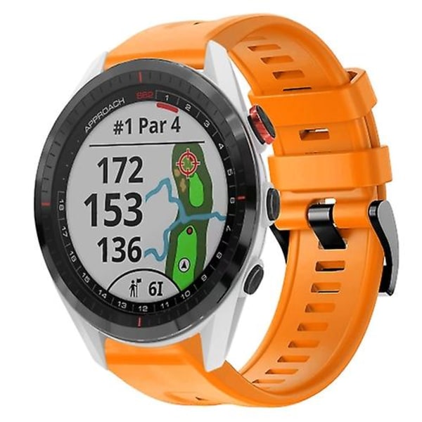 Til Garmin Approach S62 metalspænde ensfarvet silikoneurrem Orange