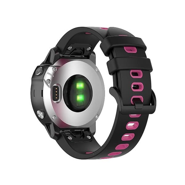 Til Garmin Fenix ​​6s tofarvet silikone urrem Black Rose Red