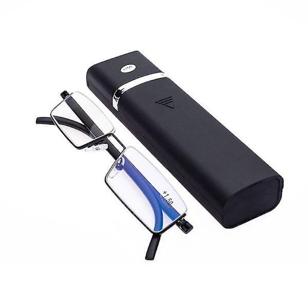 Halvramme metall lesebriller Anti Eyestrain Blue Light Blocking Glasses-wtake Black 1.5x