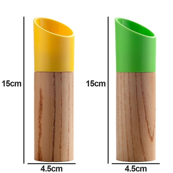 Salt- och set, manuell träpepparkvarn & saltkvarn med justerbar grovhet yellow   green