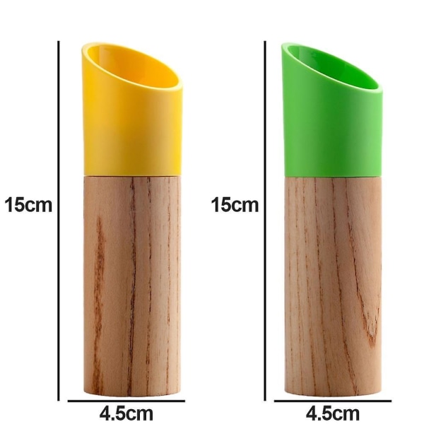 Suola- ja set, manuaalinen puupippurimylly ja suolamylly säädettävällä karkeudella yellow   green