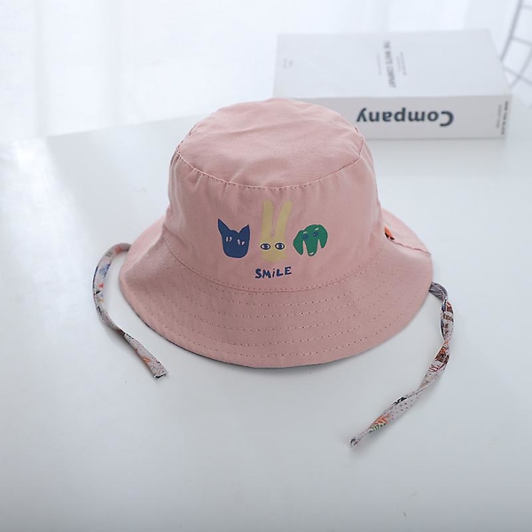 Animal Pattern Baby Vendbar Hat Blød Udendørs Pige Boy Bucket Hat pink