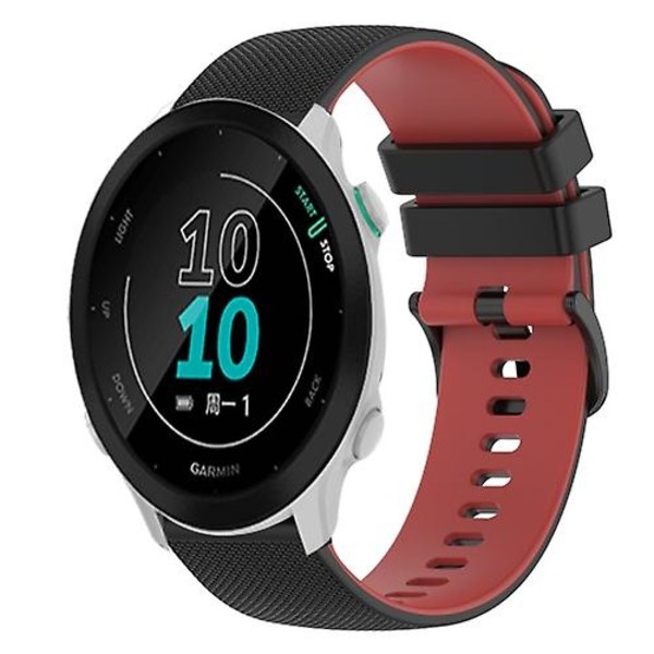 Til Garmin Forerunner 158 20 mm ternet tofarvet silikoneurrem Black-Red
