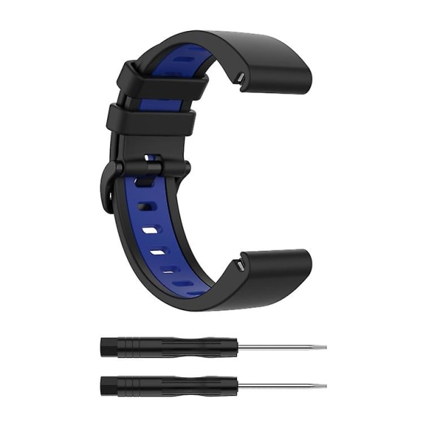 Til Garmin Fenix ​​6s tofarvet silikone urrem Black Blue