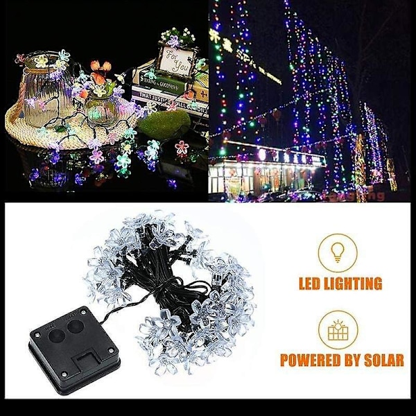 Streng af lys til haven udendørs belysning 7M 50 Leds fersken blomst sol Multicolour