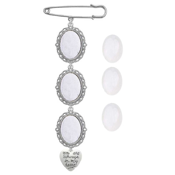 Hääkimppu Valokuvakoru Diy Pin Rintaneula Valmistussarja Lacy Frame Charm Soikea kuvakehys riipuksella lomasydämelle 3