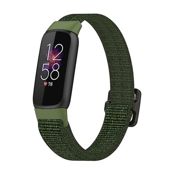 For Fitbit Luxe Justerbart Elastisk Nylon Klokkebånd Army Green