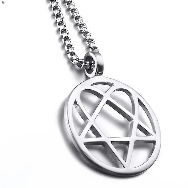 Heartagram Star Heart Him Mens Womens Stainless Steel Pendant Necklace Vintage Jewelry Style 1-chain 51cm